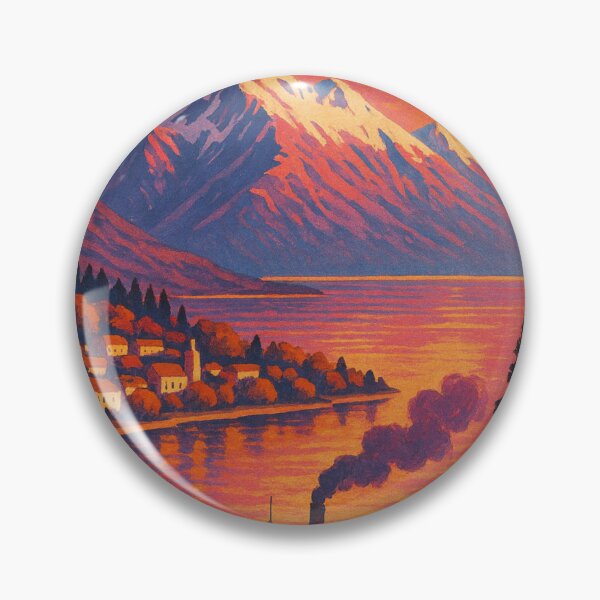 Item preview, Queenstown New Zealand Lake Wakatipu Steamship and Southern Alps Sunset Scene designed and sold by Aryabek.