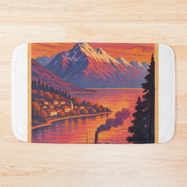 Item preview, Queenstown New Zealand Lake Wakatipu Steamship and Southern Alps Sunset Scene designed and sold by Aryabek.