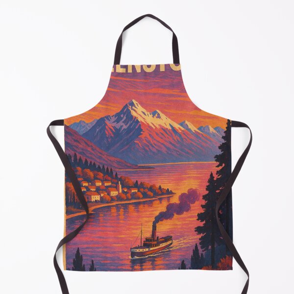 Item preview, Queenstown New Zealand Lake Wakatipu Steamship and Southern Alps Sunset Scene designed and sold by Aryabek.