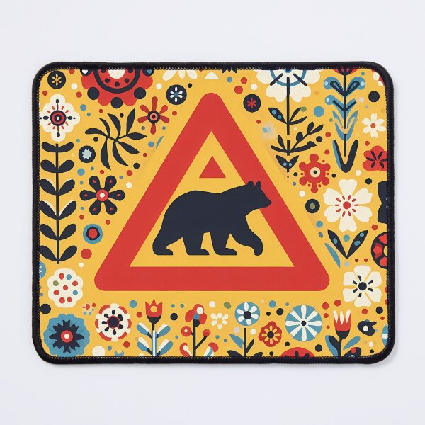 Item preview, Folk Flowers Bear Crossing – Nordic Wilderness Sign by heidiannemorris © designed and sold by FOLK ART FUSION by heidiannemorris.