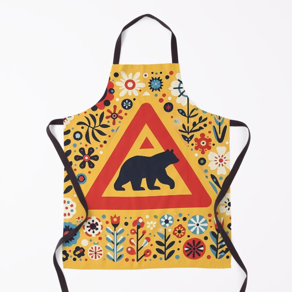 Item preview, Folk Flowers Bear Crossing – Nordic Wilderness Sign by heidiannemorris © designed and sold by FOLK ART FUSION by heidiannemorris.