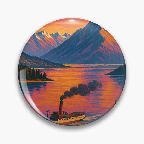Item preview, Queenstown New Zealand Scenic Mountain Lake Sunset with TSS Earnslaw Steamship designed and sold by Aryabek.