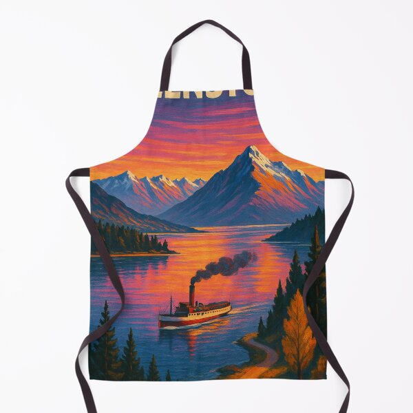 Item preview, Queenstown New Zealand Scenic Mountain Lake Sunset with TSS Earnslaw Steamship designed and sold by Aryabek.