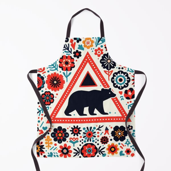 Item preview, Nordic Folk Bear Crossing Warning Sign – Colourful Road Art by heidiannemorris © designed and sold by FOLK ART FUSION by heidiannemorris.