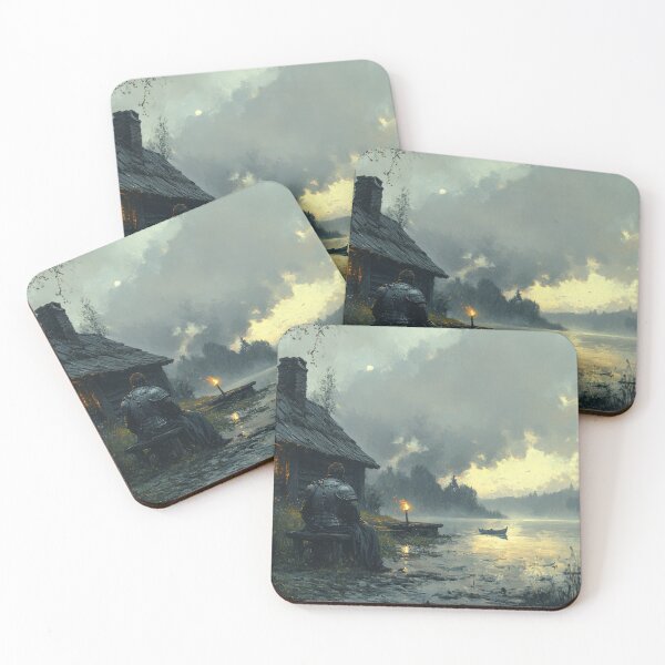 Item preview, Knight and lake at dusk, painting style designed and sold by ArtNames.