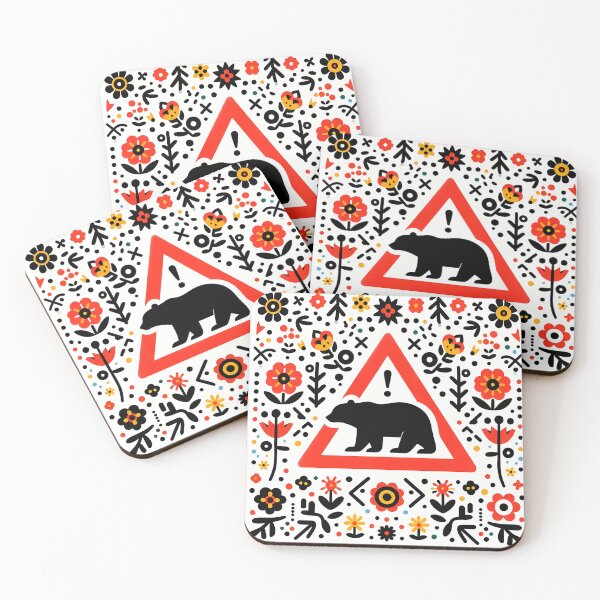 Item preview, Black Bear Crossing! Road Sign – Scandinavian Folklore Art by heidiannemorris © designed and sold by FOLK ART FUSION by heidiannemorris.