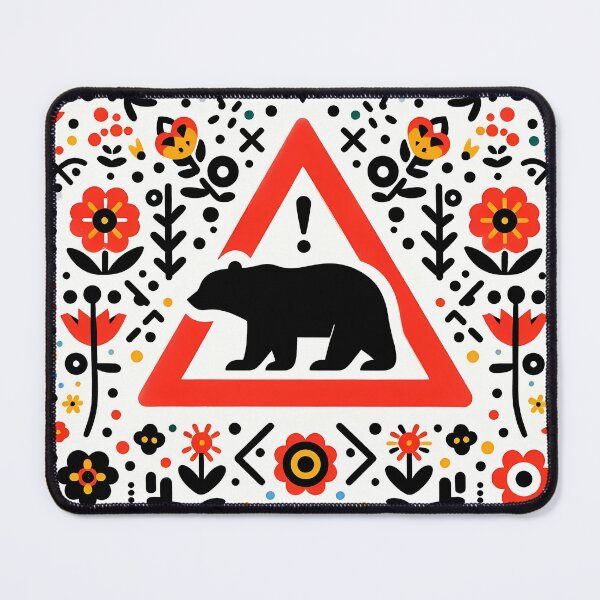 Item preview, Black Bear Crossing! Road Sign – Scandinavian Folklore Art by heidiannemorris © designed and sold by FOLK ART FUSION by heidiannemorris.