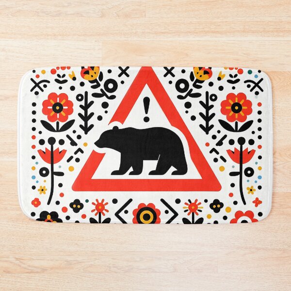 Item preview, Black Bear Crossing! Road Sign – Scandinavian Folklore Art by heidiannemorris © designed and sold by FOLK ART FUSION by heidiannemorris.