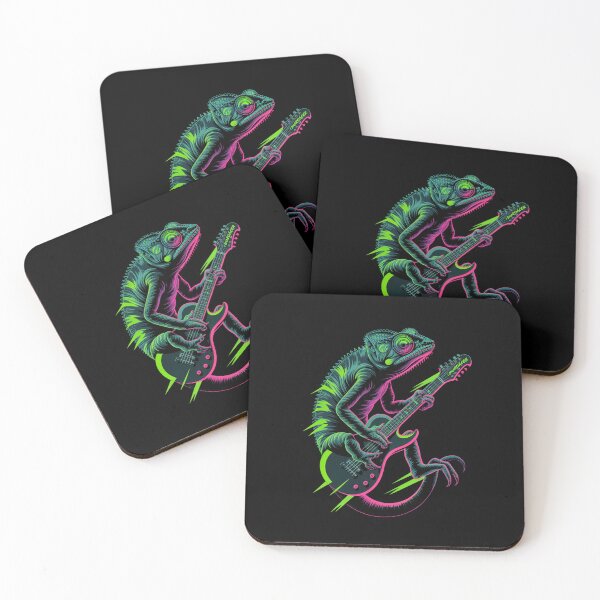 Item preview, Electric Chameleon Vibes – Neon Lizard Rocking Out on Guitar designed and sold by Sepinik.