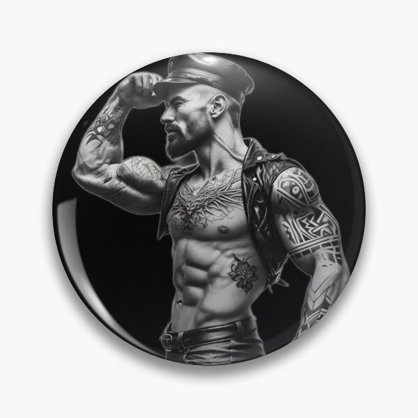 Item preview, Retro Gay Leather Tattoo Daddy Hunk Berlin Leder Pride Graphic Design designed and sold by ItsAKinkThing.