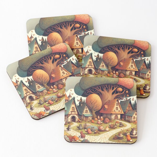 Item preview, Whimsical Animal Village Poster – Storybook Woodland Critter Art designed and sold by NSB-Design.