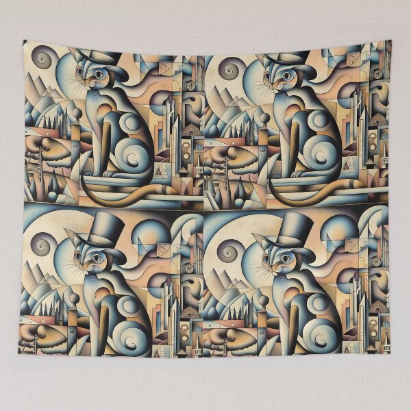 Item preview, Art Deco Abstract Cat designed and sold by Intriguing Designs.