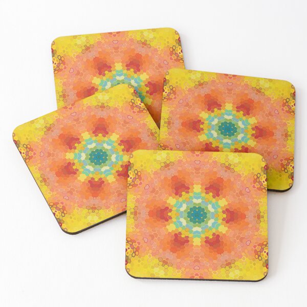 Item preview, Hex Mandala Orange Yellow Red and Blue designed and sold by WormholeOrbital.