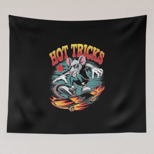 Item preview, Cool Skater Rat Doing Hot Tricks on Flaming Skateboard Vintage Style designed and sold by love3617.
