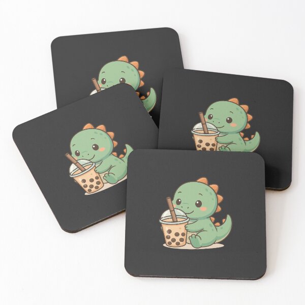 Item preview, Bubble Tea Raptor - Chibi Dinosaur with a Giant Cup of Bubble Tea designed and sold by ColorSplash123.