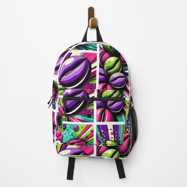 Artikelvorschau, Kaffeebohnen als verspielte Symbole in kräftigem Pop-Art-Layout mit magentafarbenen und limettengrünen Akzenten auf weißem Grund entworfen und verkauft von All-Of-Art.