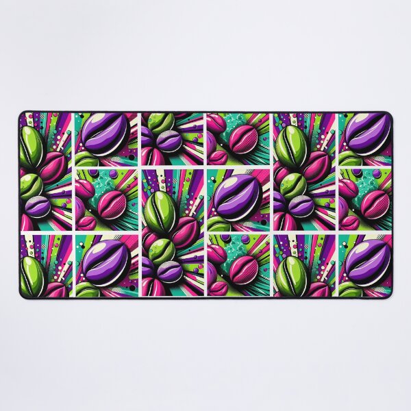 Item preview, Coffee beans designed as playful icons in bold pop art layout with magenta and lime green highlights on white designed and sold by All-Of-Art.
