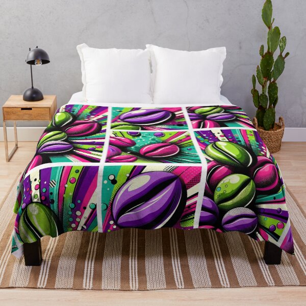 Item preview, Coffee beans designed as playful icons in bold pop art layout with magenta and lime green highlights on white designed and sold by All-Of-Art.