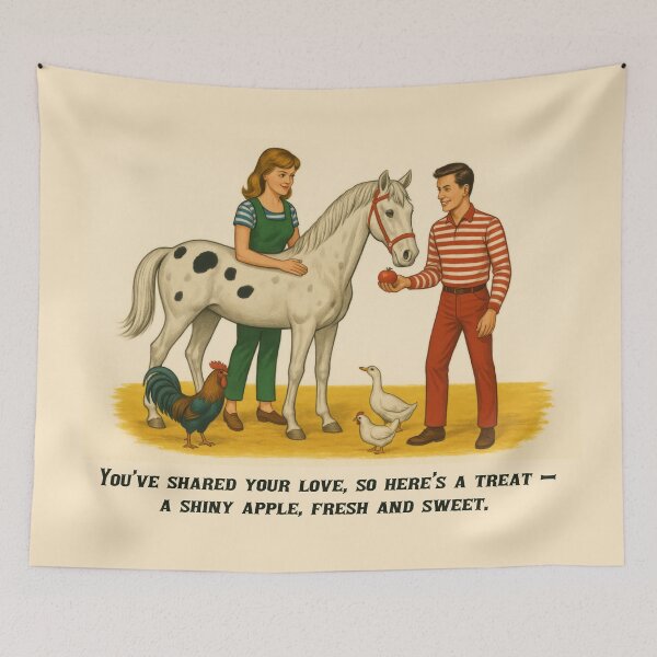Item preview, Vintage 1960s Style Young Couple Love Pony and Animals designed and sold by Maljonic.