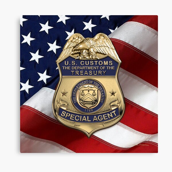 Item preview, United States Customs Service Special Agent Badge over American Flag designed and sold by Serge Averbukh Art Studio.