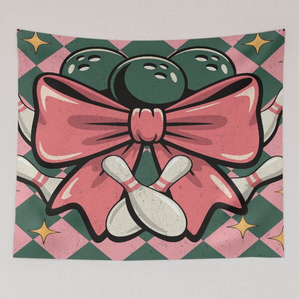 Item preview, Retro Bowling Girl Pink Bow Pins Balls Vintage Sporty Cute designed and sold by tarikusa02.