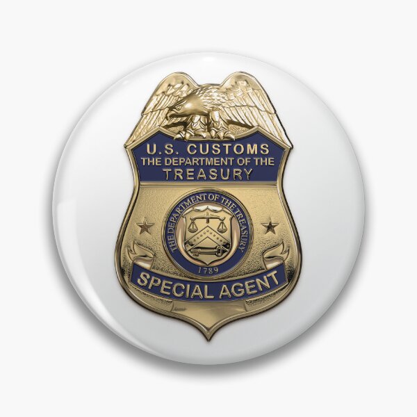 Item preview, United States Customs Service Special Agent Badge over White Leather Leather designed and sold by Serge Averbukh Art Studio.