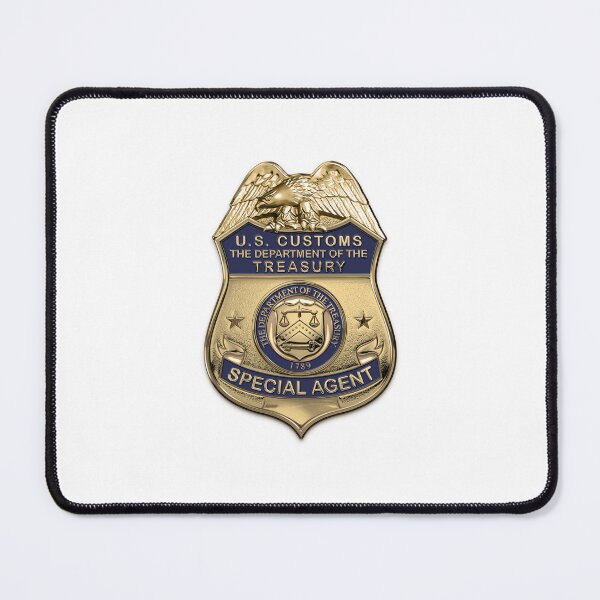 Item preview, United States Customs Service Special Agent Badge over White Leather Leather designed and sold by Serge Averbukh Art Studio.
