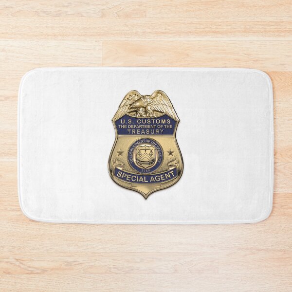 Item preview, United States Customs Service Special Agent Badge over White Leather Leather designed and sold by Serge Averbukh Art Studio.