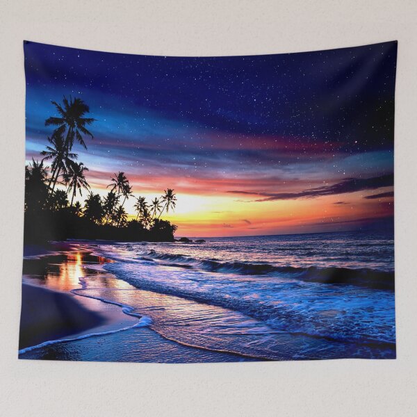 Item preview, Tropical Beach Sunset Under Starry Night Sky designed and sold by Exodoi.