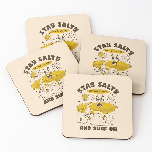 Item preview, Stay salty and surf on. Running surfboard mascot character designed and sold by adipra.