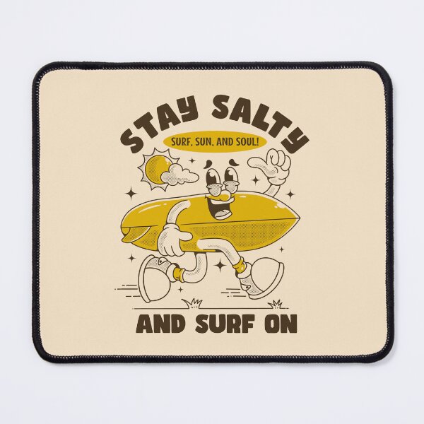 Item preview, Stay salty and surf on. Running surfboard mascot character designed and sold by adipra.