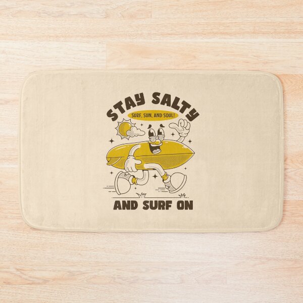 Item preview, Stay salty and surf on. Running surfboard mascot character designed and sold by adipra.