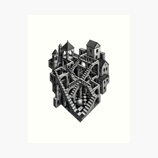 Item preview, Mind-Bending MC Escher Style Impossible Architecture | Optical Illusion Art designed and sold by WAUZ.