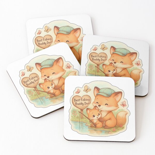 Item preview, Best Fishing Buddy, Dad! – Vintage Pastel Watercolor Chibi Fox Father’s Day Sticker | Cute Woodland Animal Illustration designed and sold by Nuist25.