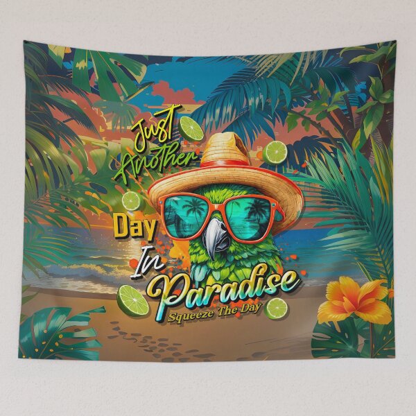 Item preview, Just Another Day in Paradise Squeeze the Day Parrot Tropical Summer Citrus designed and sold by MindWave THC.