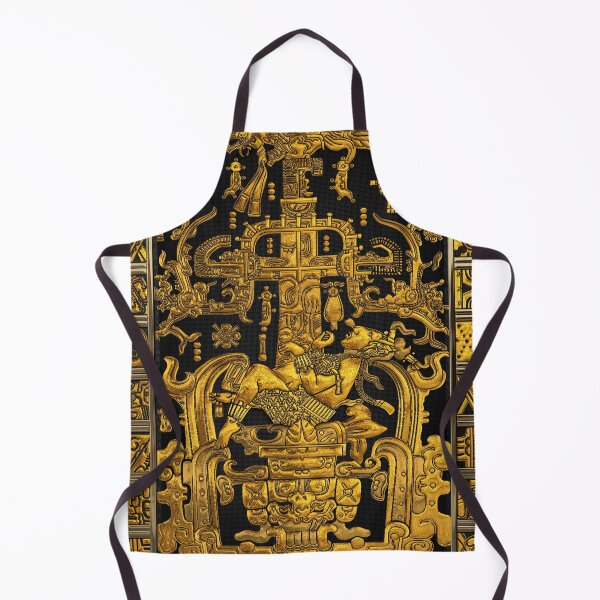 Item preview, Lid of The Great Tomb of Pakal - Gold Palenque Astronaut over Black No.1 designed and sold by Serge Averbukh Art Studio.