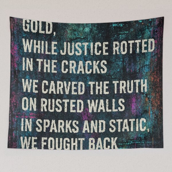 Item preview, Neon Lies and Rusted Truth – Urban Resistance Poem designed and sold by AbstractAnom.