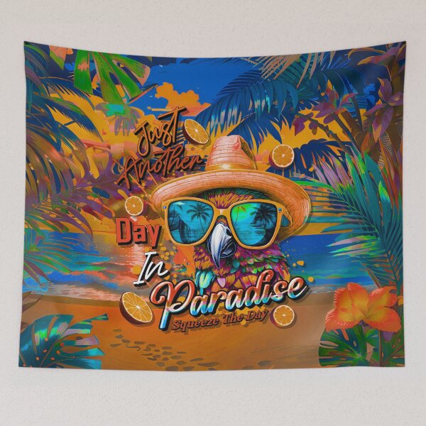 Item preview, Just Another Day in Paradise Squeeze the Day Parrot Tropical Summer Citrus designed and sold by MindWave THC.