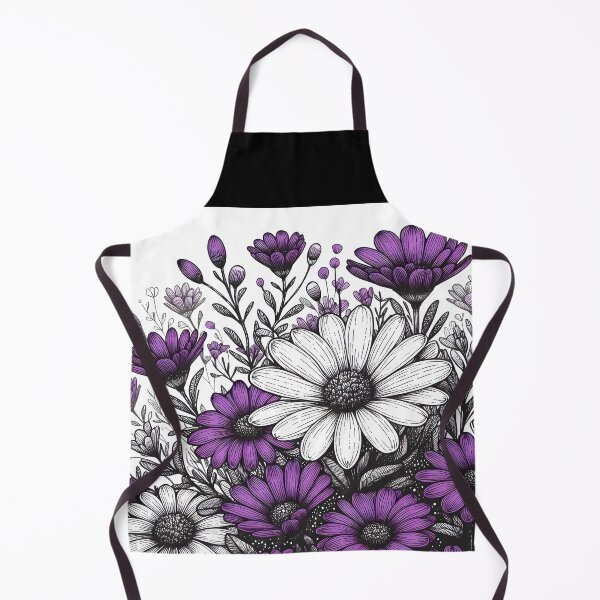 Item preview, Purple Daisies lineart illustration designed and sold by EmeraldeaArt.