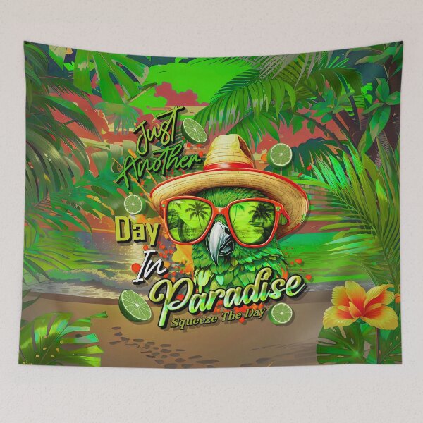 Item preview, Just Another Day in Paradise Squeeze the Day Parrot Tropical Summer Citrus designed and sold by MindWave THC.