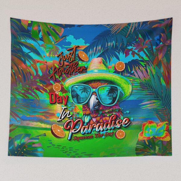 Item preview, Just Another Day in Paradise Squeeze the Day Parrot Tropical Summer Citrus designed and sold by MindWave THC.