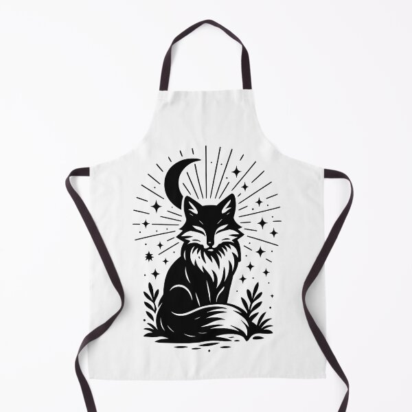Item preview, Mystical Fox Under Moon and Stars | Black and White Minimalist Vector Art designed and sold by WAUZ.