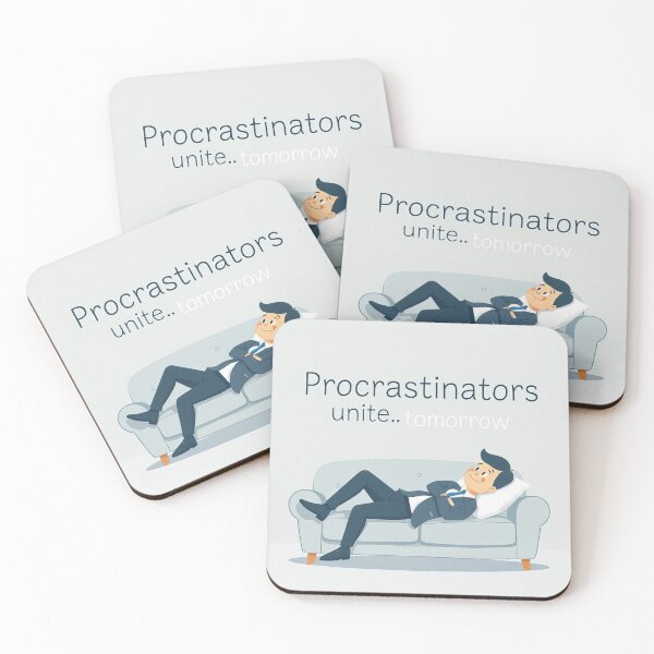 Item preview, Businessman on couch; "Procrastinators unite... tomorrow." designed and sold by BlurBlurDesign.