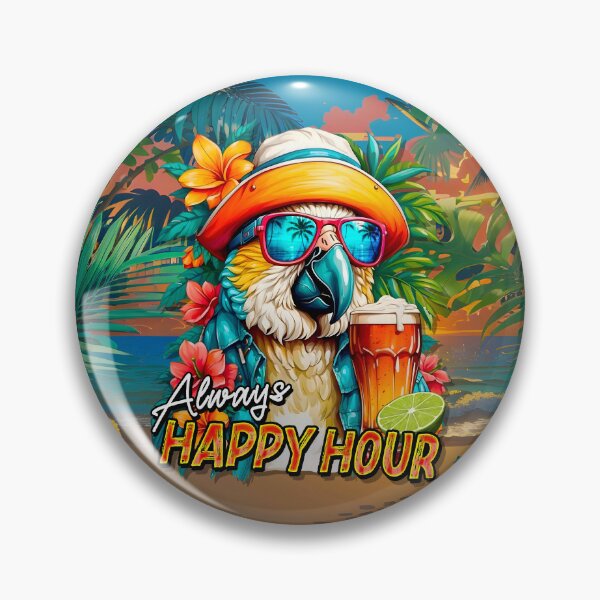 Item preview, Always Happy Hour Vecation Parrot Tropical Summer Drinks on Beach designed and sold by MindWave THC.