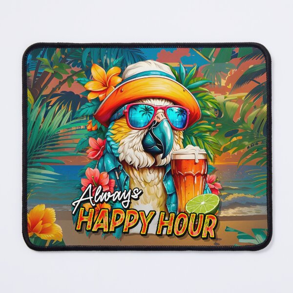 Item preview, Always Happy Hour Vecation Parrot Tropical Summer Drinks on Beach designed and sold by MindWave THC.