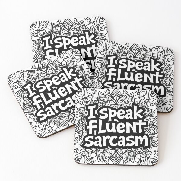 Item preview, "I speak fluent sarcasm" on a doodle background designed and sold by BlurBlurDesign.