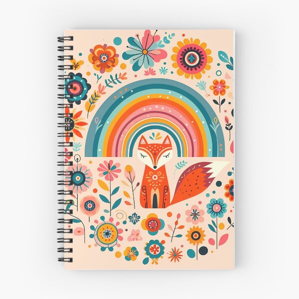Item preview, Scandinavian Folk Art Orange Cute Fox Under Rainbow by heidiannemorris © designed and sold by FOLK ART FUSION.