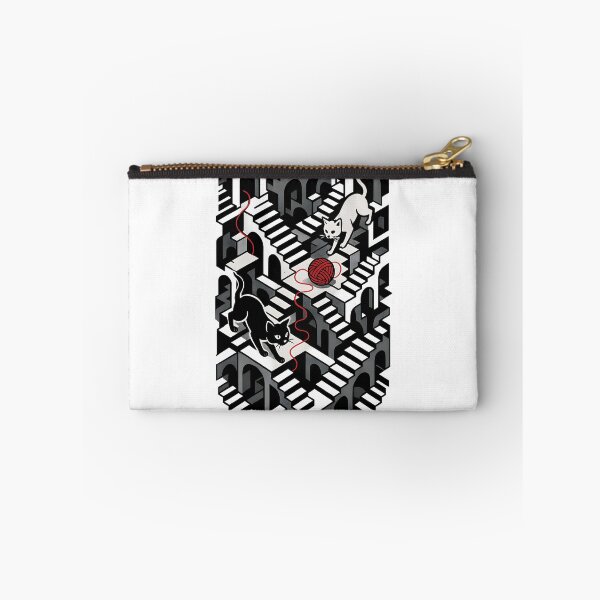 Item preview, Endless Stairs with Black and White Cats and Red Yarn | M.C. Escher Inspired Optical Illusion Art designed and sold by WAUZ.