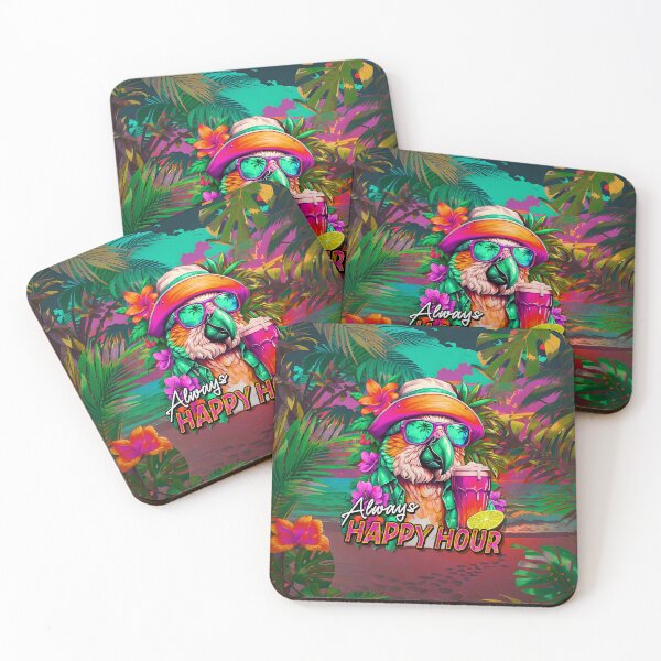 Item preview, Always Happy Hour Vecation Parrot Tropical Summer Drinks on Beach designed and sold by MindWave THC.