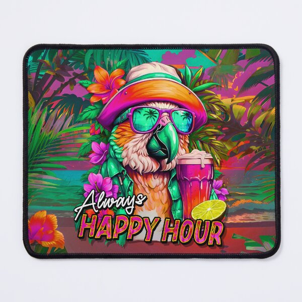 Item preview, Always Happy Hour Vecation Parrot Tropical Summer Drinks on Beach designed and sold by MindWave THC.
